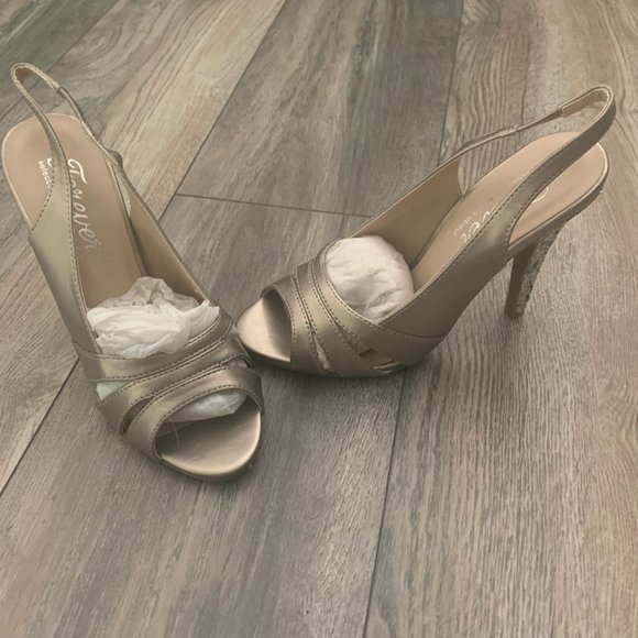 NEW FOREVER GOLD HOLLYWOOD GLAM SPARKLE HEEL 6 - Picture 4 of 7